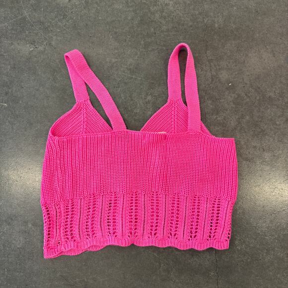 Vintage Y2k Hot Pink Knit Summer Essential Tank Top Casual Beach Top Xl - Picture 2 of 5